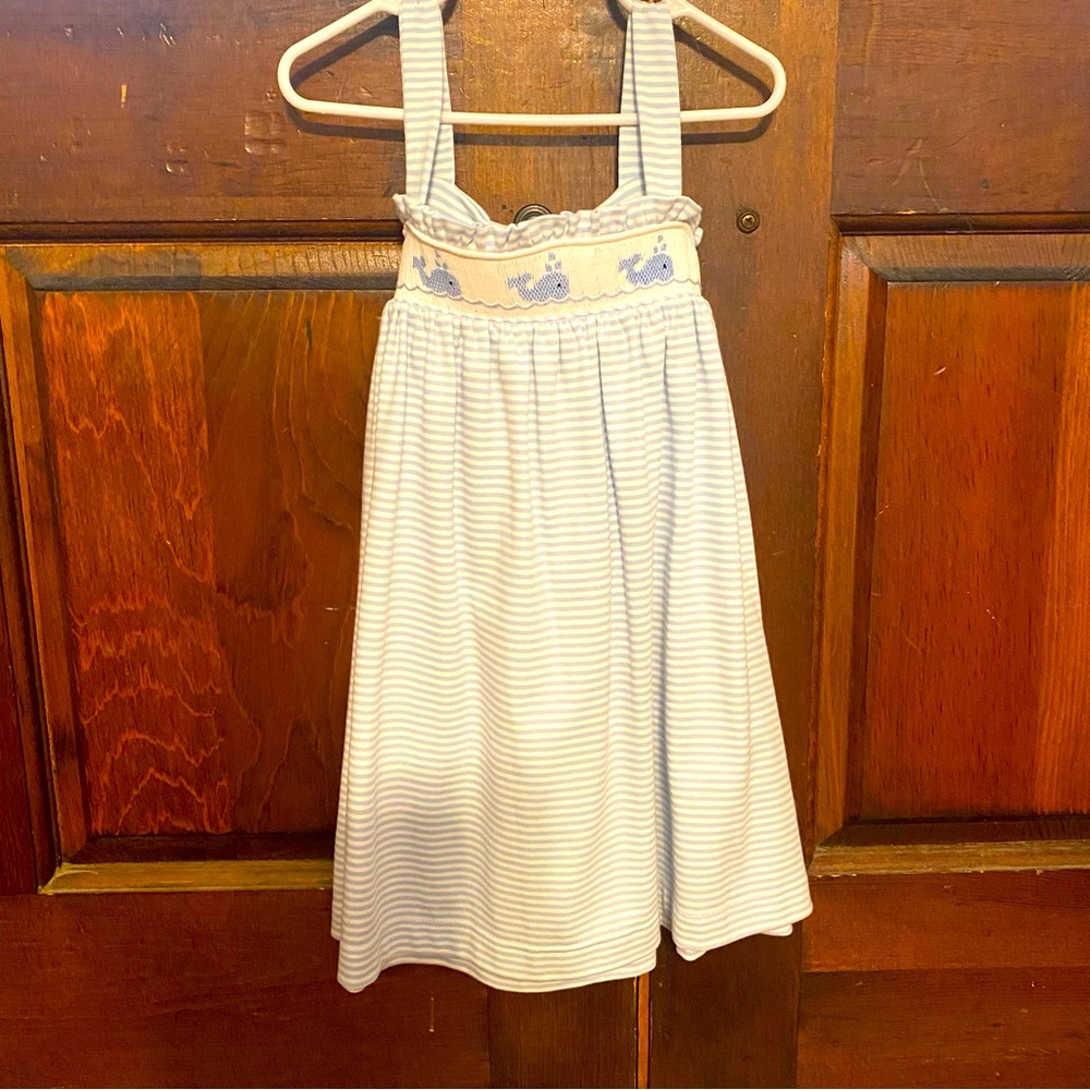 Petit Be’be’ whale smock strap dress. Size 4/5